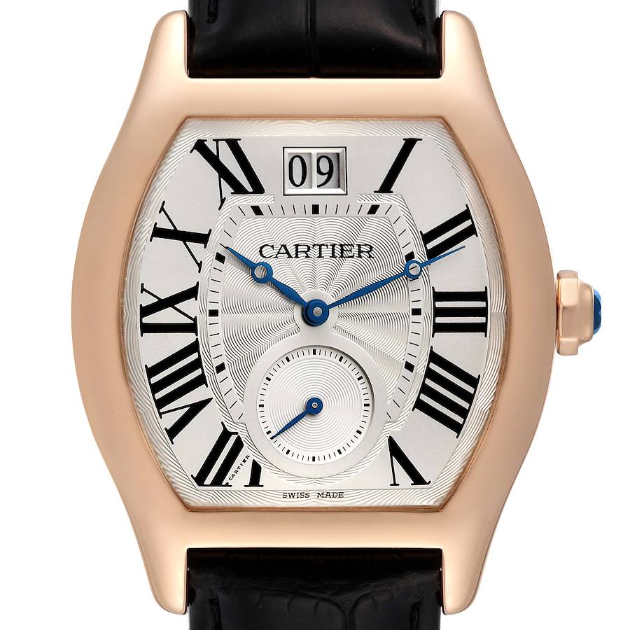 Cartier Silver 18k Rose Gold Tortue W1556234 Manual Winding Men's Wristwatch 38 Mm