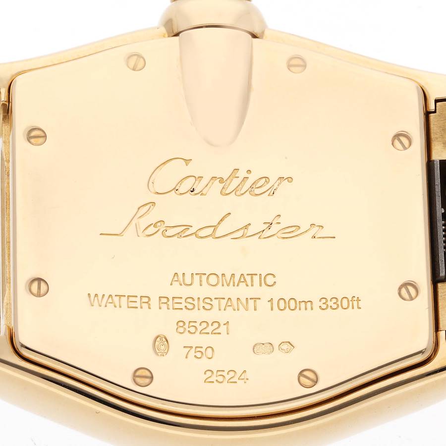 Cartier Silver 18k Yellow Gold Roadster W62003V1 Automatic Men's Wristwatch 37 Mm