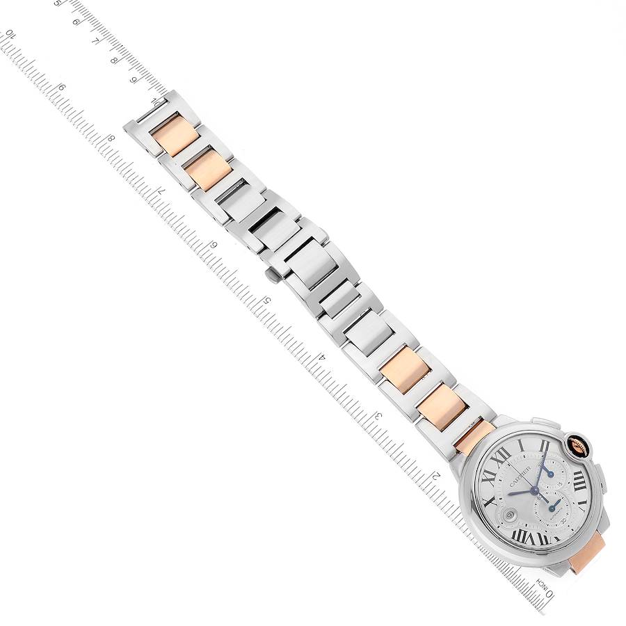 Cartier Silver 18k Rose Gold And Stainless Steel Ballon Bleu Automatic Men's Wristwatch 44 Mm