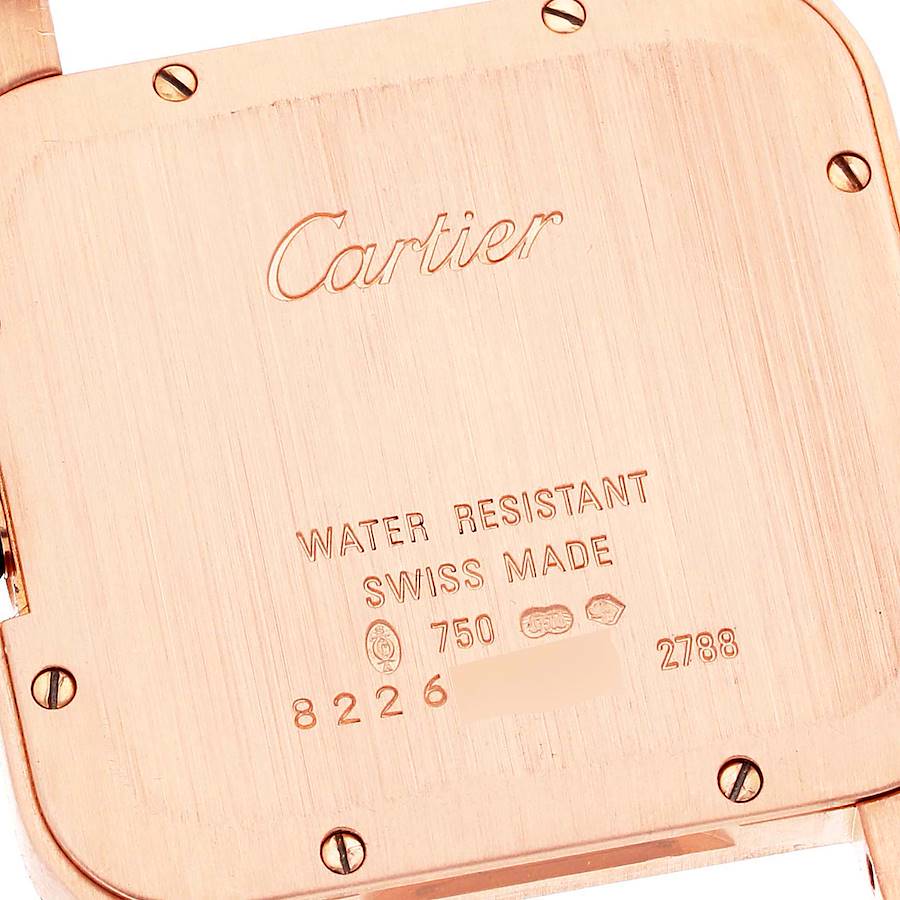Cartier Silver 18k Rose Gold Santos Dumont W2009251 Quartz Men's Wristwatch 30 Mm