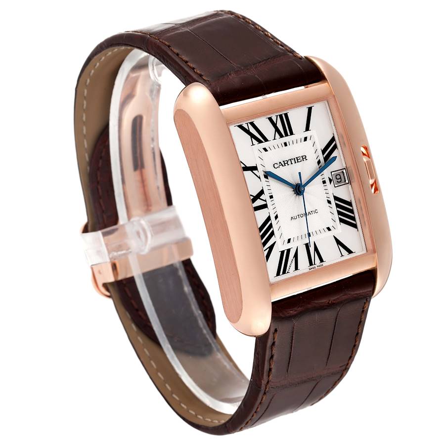 Cartier Silver 18k Rose Gold Tank Anglaise W5310004 Automatic Men's Wristwatch 36 Mm