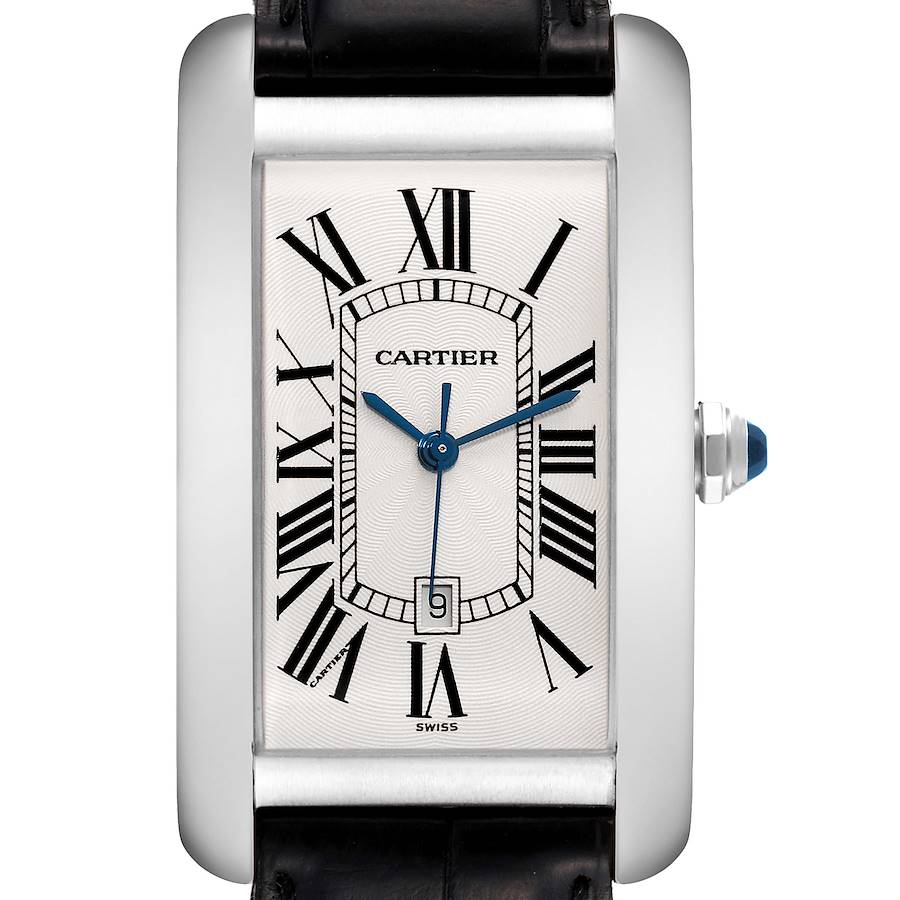 Cartier Silver 18k White Gold Tank Americaine W2603256 Automatic Men's Wristwatch 27 Mm