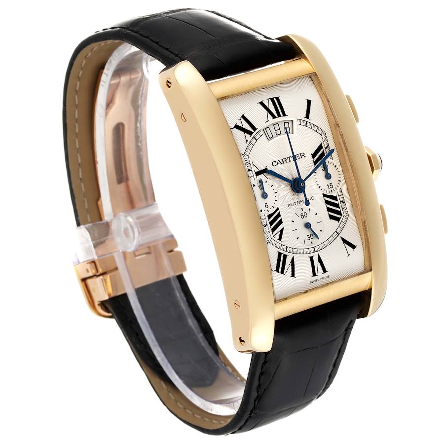 Cartier Silver 18k Yellow Gold Tank Americaine W2609256 Automatic Men's Wristwatch 31 Mm