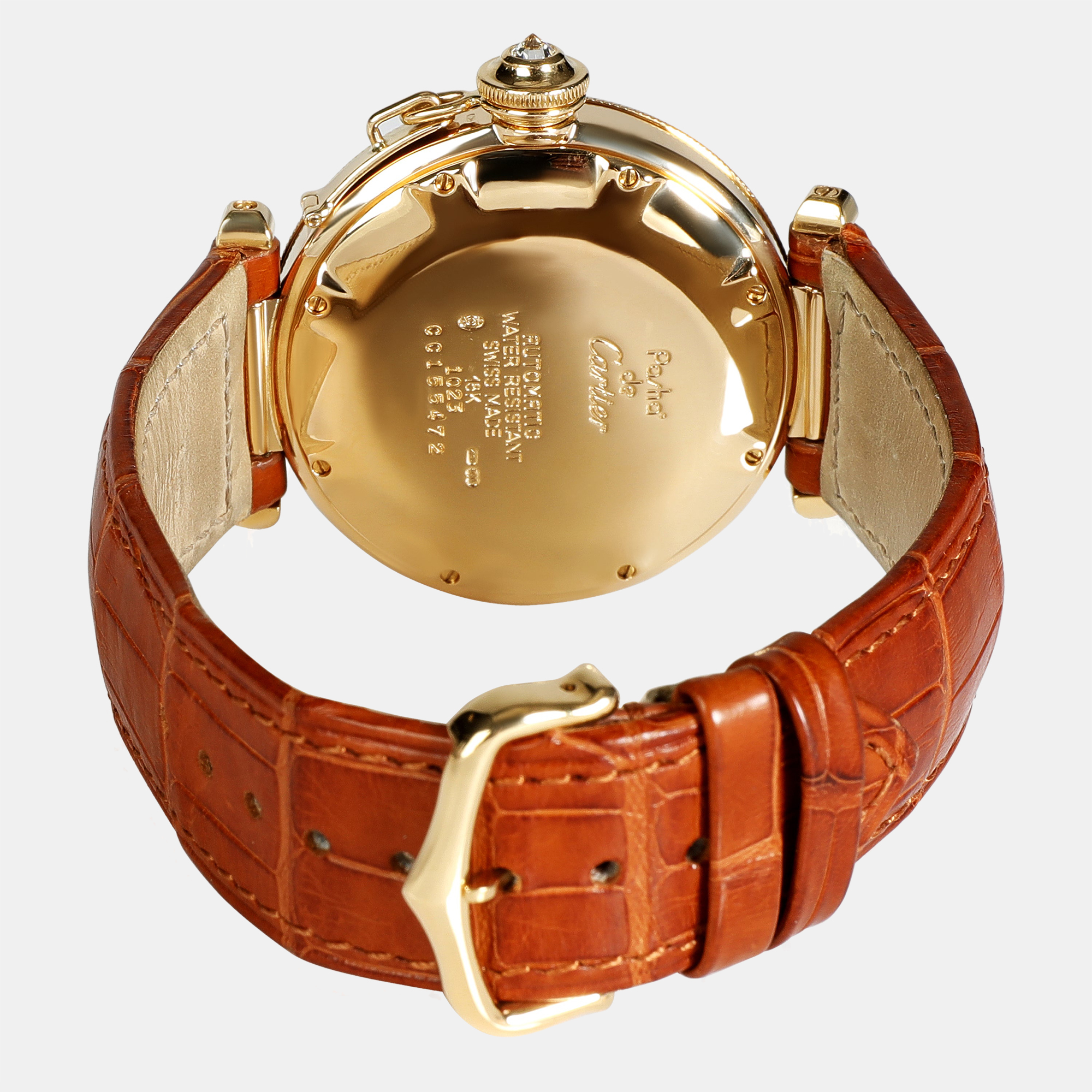 Cartier Silver 18k Yellow Gold Pasha 1023 Automatic Men's Wristwatch 38 Mm