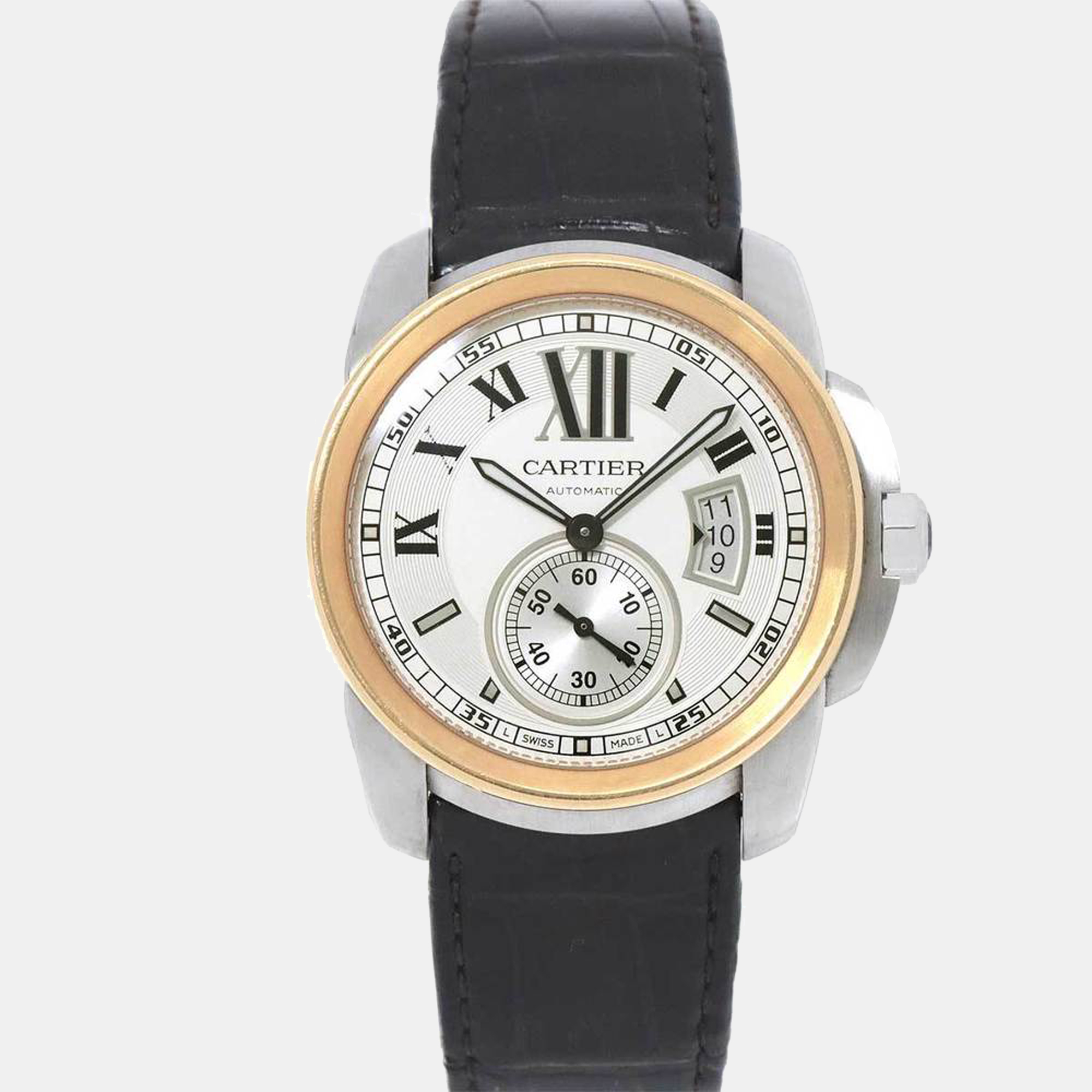 Cartier White 18K Rose Gold And Stainless Steel Calibre De Cartier W7100011 Automatic Men's Wristwatch 42 Mm