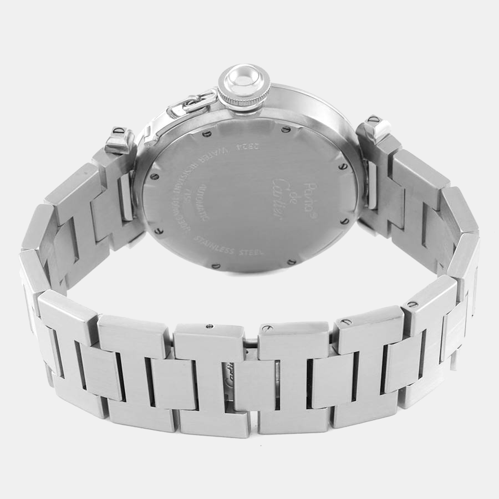 Cartier White Stainless Steel Pasha C W31074M7 Automatic Men's Wristwatch 35 Mm