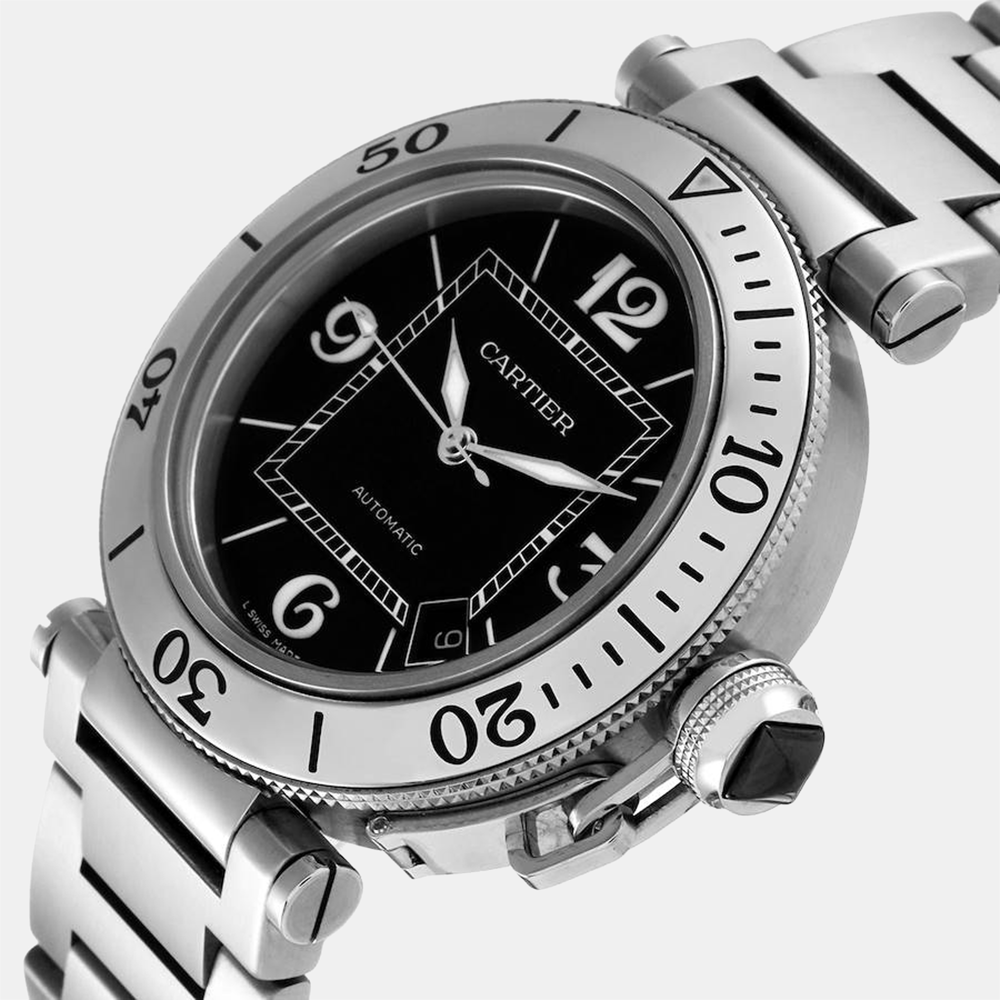 Cartier Black Stainless Steel Pasha W31077M7 Automatic Men's Wristwatch 40.5 mm 
Cartier Black Stainless Steel Pasha W31077M7 Automatic Men's Wristwatch 40.5 mm