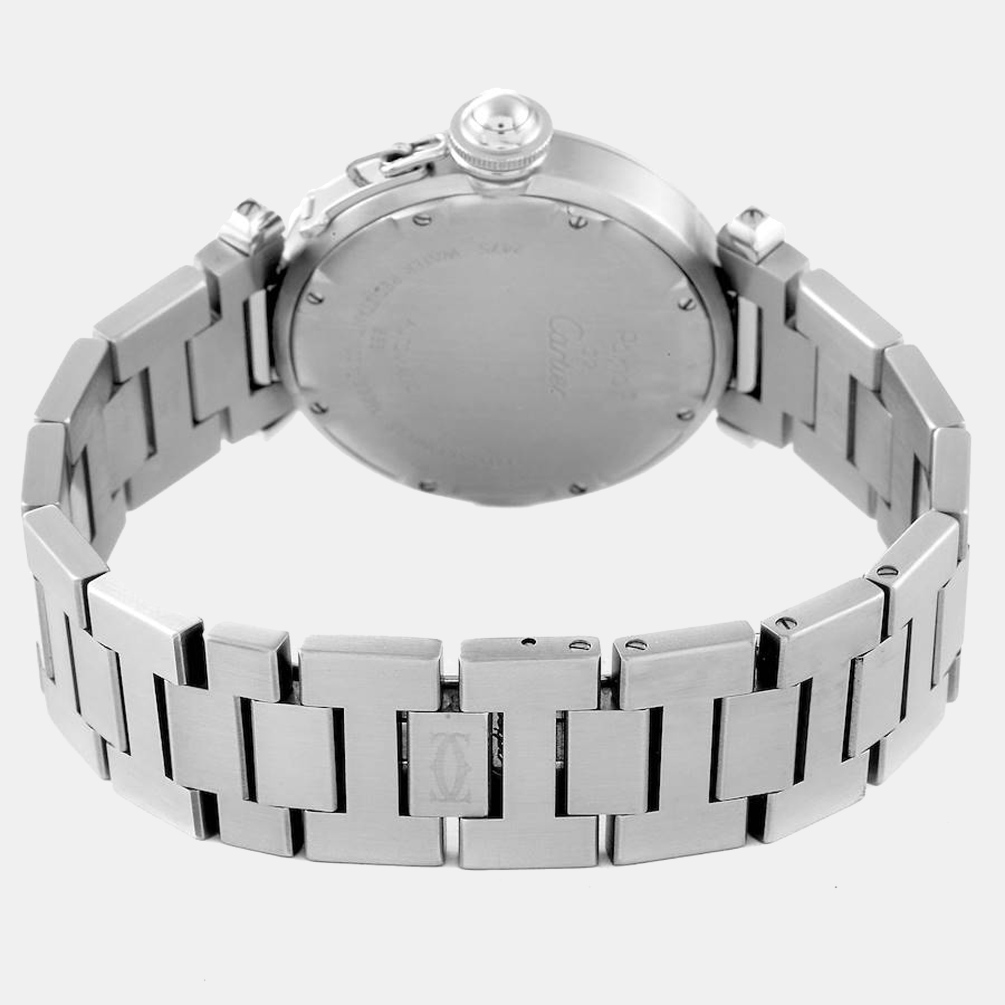 Cartier White Stainless Steel Pasha C W31044M7 Automatic Men's Wristwatch 35 Mm