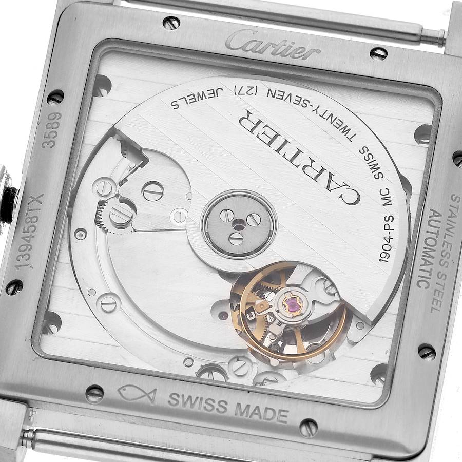 Cartier Black Stainless Steel Tank MC W5330004 Men's Wristwatch 44 Mm
