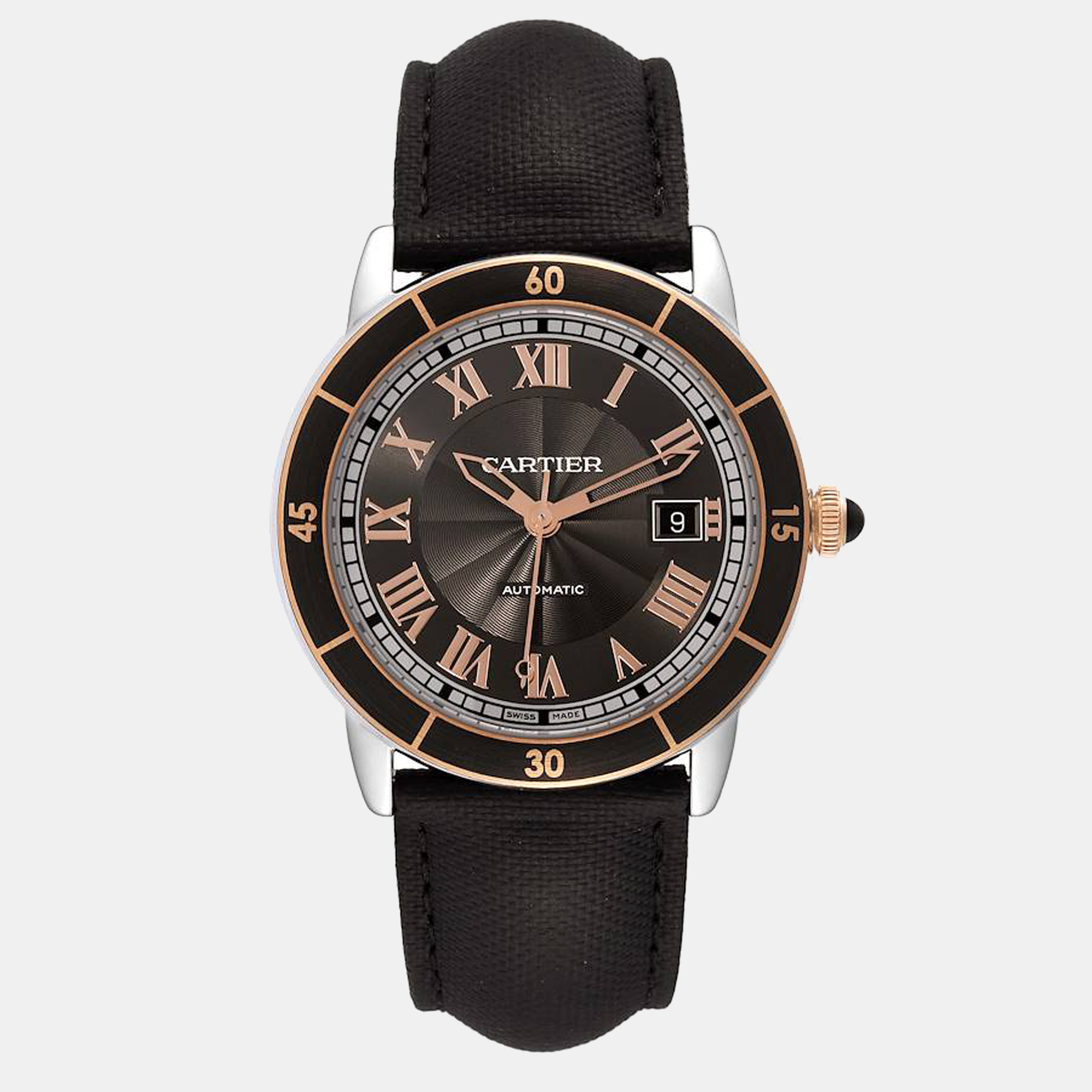 Cartier Black 18K Rose Gold And Stainless Steel Ronde Croisiere W2RN0005 Men's Wristwatch 42 Mm