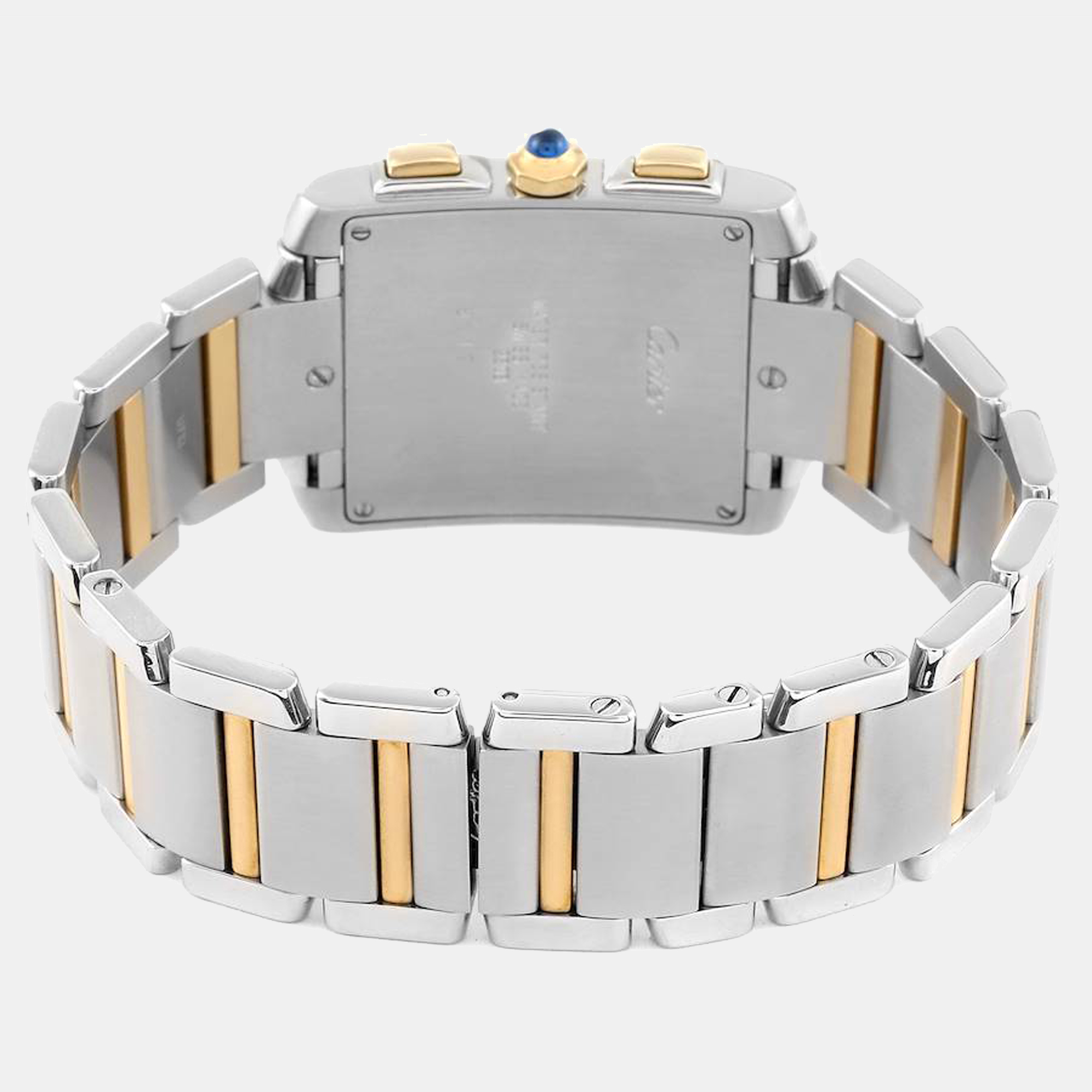 Cartier Silver 18k Yellow Gold And Stainless Steel Tank Francaise W51004Q4 Men's Wristwatch 37 Mm