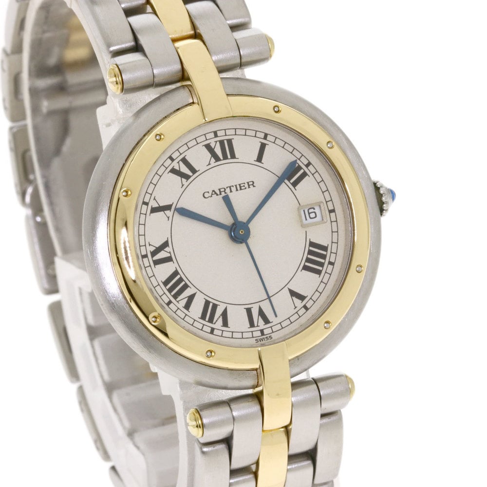 Cartier Silver 18K Yellow Gold And Stainless Steel Panthere Cougar Men's Wristwatch 30 Mm