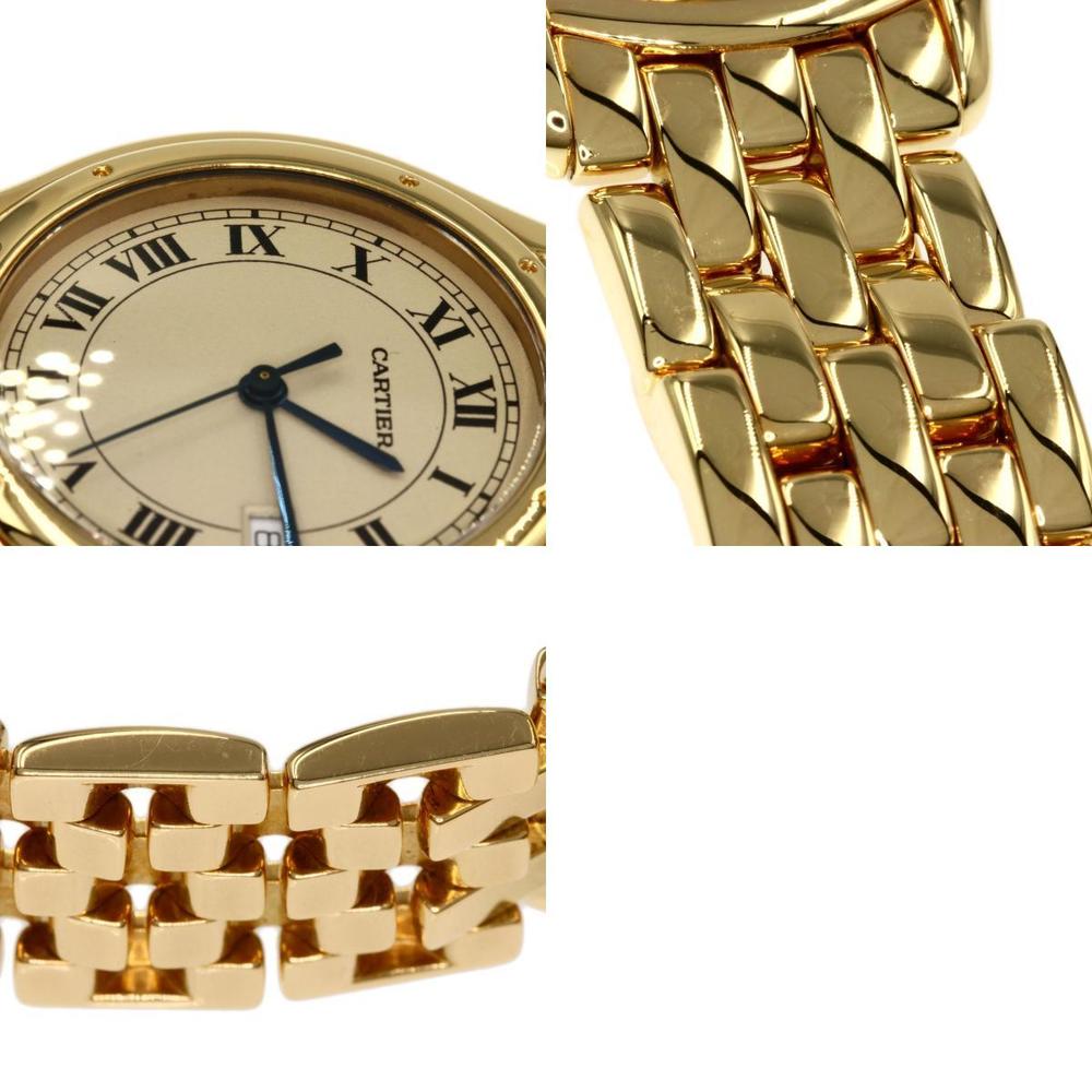 Cartier White 18K Yellow Gold Cougar Men's Wristwatch 32 Mm