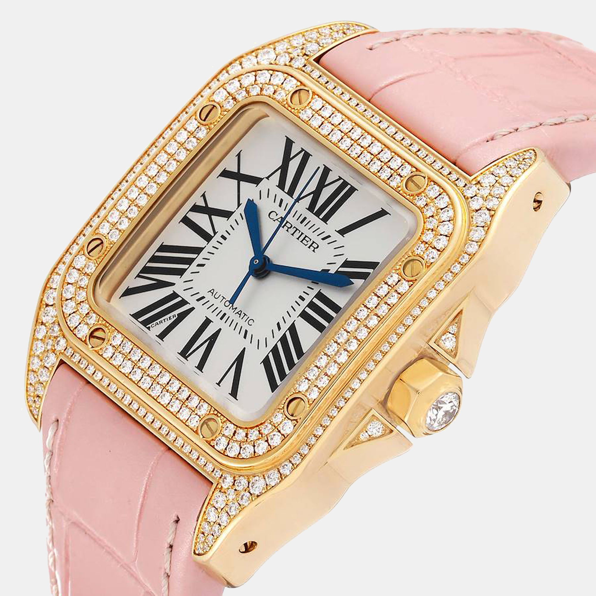 Cartier Santos 100 Midsize Yellow Gold Diamond Ladies Watch WM502051, Silver
Cartier Santos 100 Midsize Yellow Gold Diamond Ladies Watch WM502051, Silver