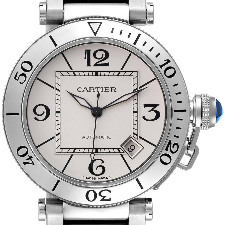 Cartier Pasha Seatimer Steel Silver Dial Mens Watch W31080M7