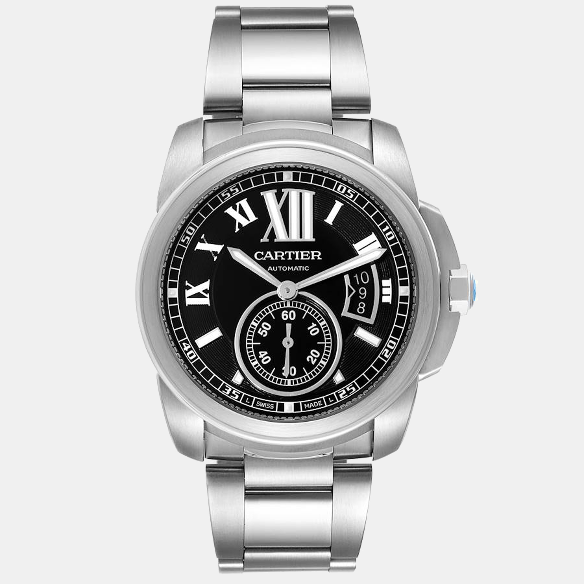 Cartier Calibre Steel Black Dial Mens Watch W7100016
