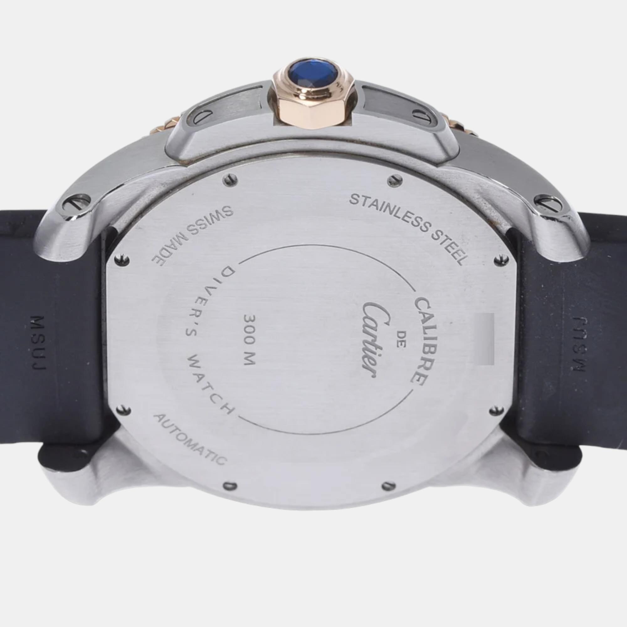 Cartier Black Stainless Steel Caliber De Cartier W7100055 Automatic Men's Wristwatch 43 Mm