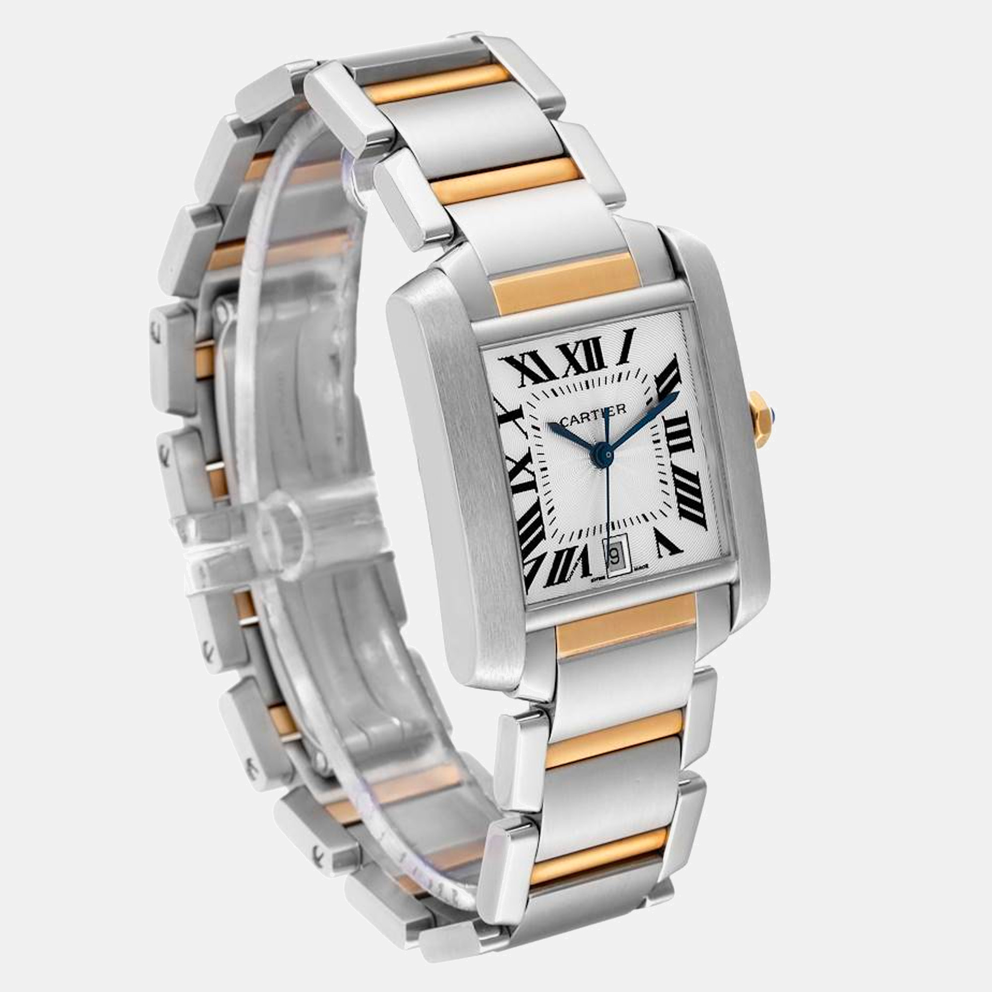 Cartier Tank Francaise Steel Yellow Gold Silver Dial Men's Watch W51005Q4 28 X 32 Mm