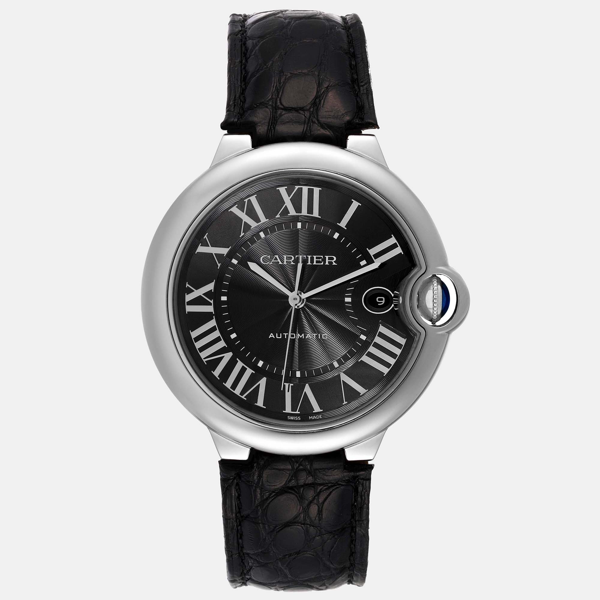 Cartier ballon bleu 42mm black dial steel mens watch wsbb0003 42 mm