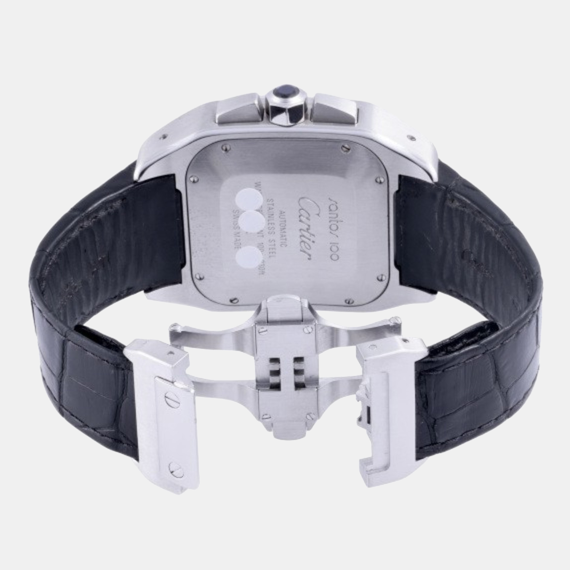 Cartier Silver Stainless Steel Santos 100 W20090X8 Automatic Men's Wristwatch 41 Mm