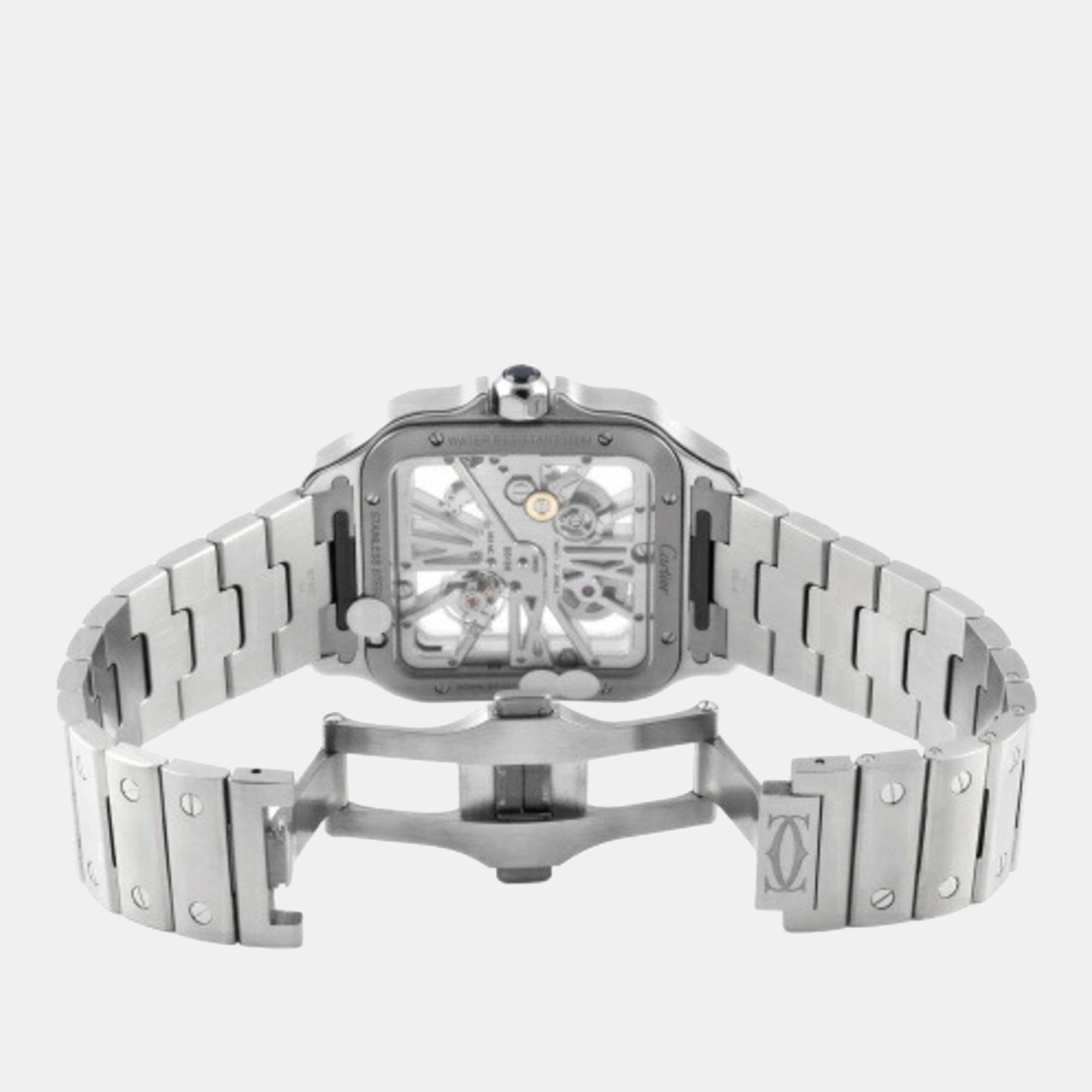 Cartier Silver Stainless Steel Santos WHSA0015 Manual Winding Men's Wristwatch 40 Mm