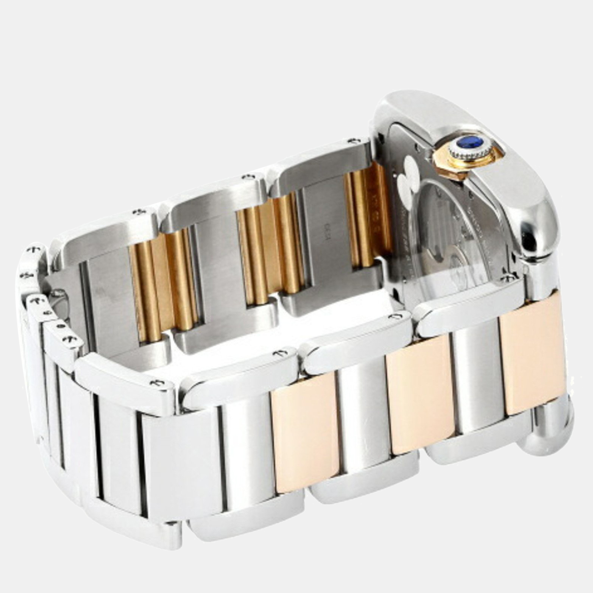 Cartier Silver 18k Rose Gold And Stainless Steel Tank Anglaise W5310006 Automatic Men's Wristwatch 36 Mm