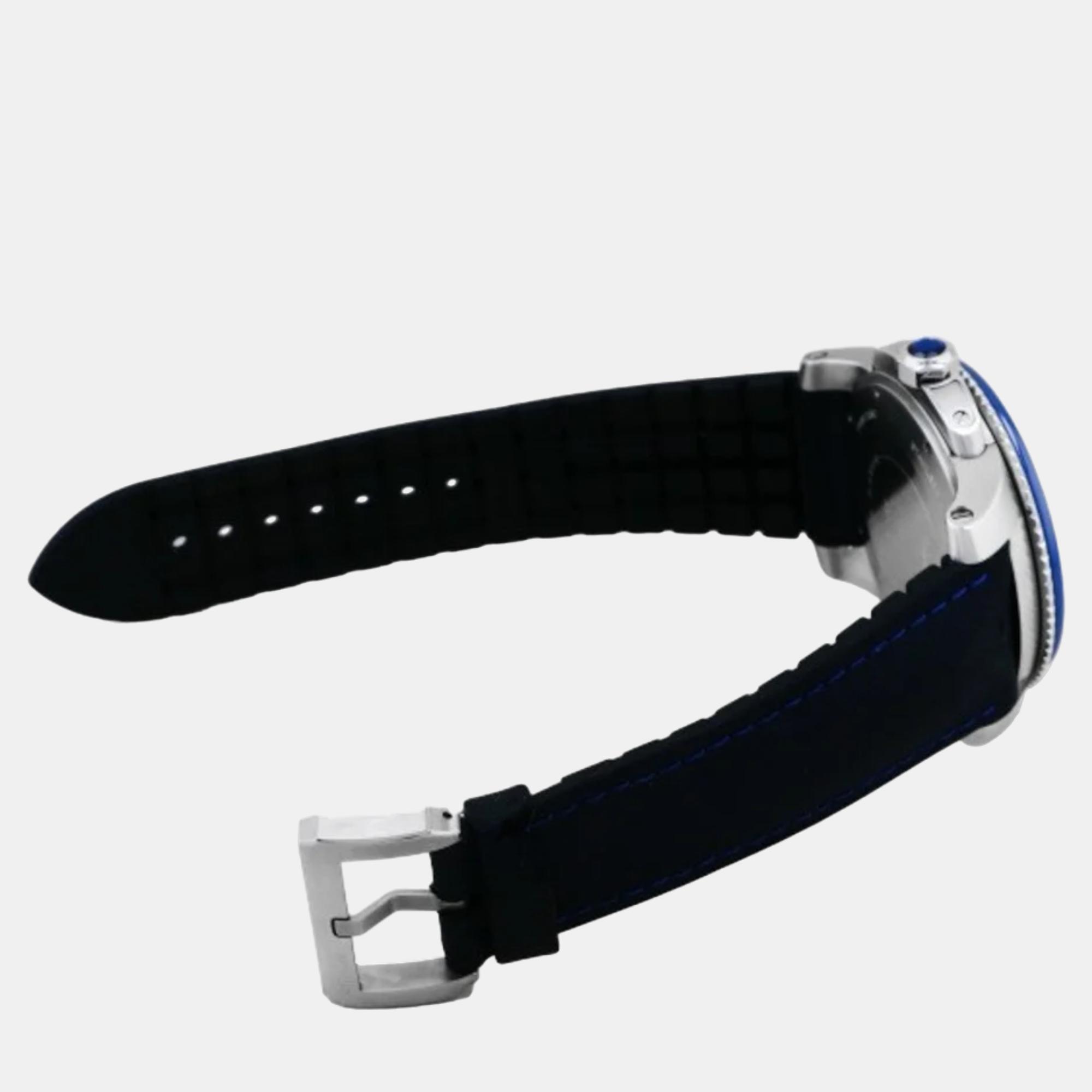 Cartier Blue Stainless Steel Calibre De Cartier WSCA0010 Automatic Men's Wristwatch 42 Mm