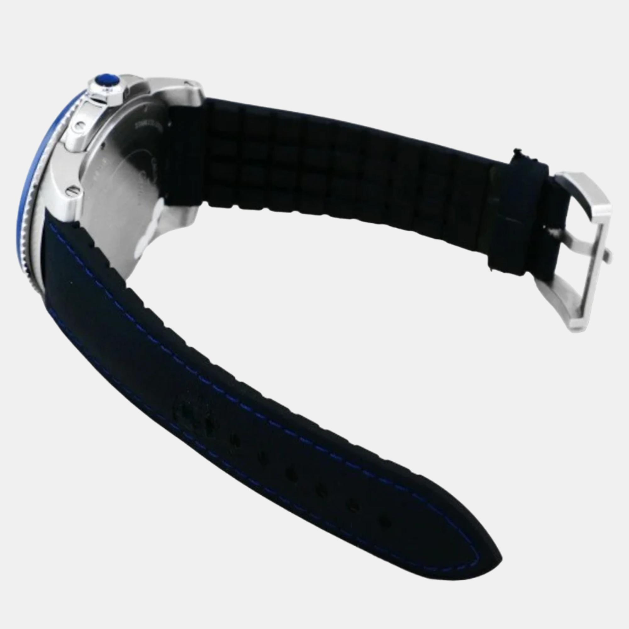 Cartier Blue Stainless Steel Calibre De Cartier WSCA0010 Automatic Men's Wristwatch 42 Mm