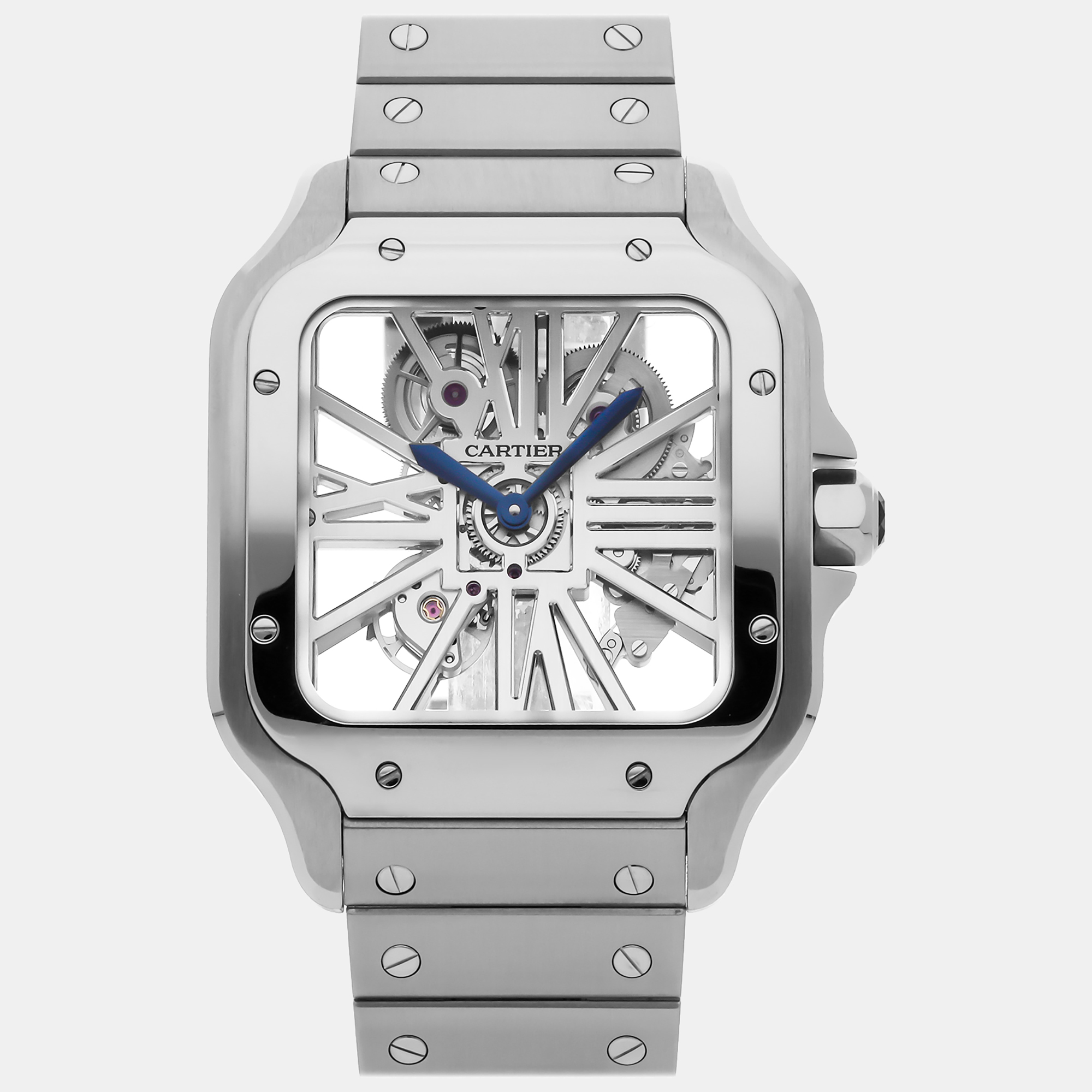 

Cartier Silver Stainless Steel Santos de Cartier WHSA0015 Hand Winding Men's Wristwatch 40 mm