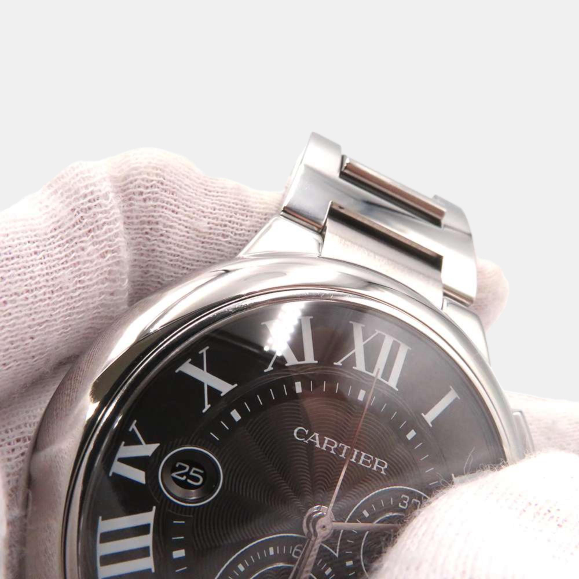Cartier Grey Stainless Steel Ballon Bleu W6920025 Automatic Men's Wristwatch 44 Mm