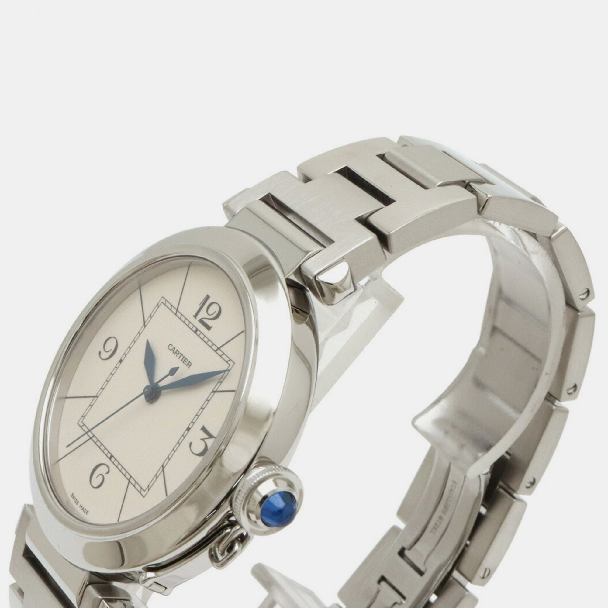 Cartier Silver Stainless Steel Pasha De Cartier W31072M7 Automatic Men's Wristwatch 42 Mm