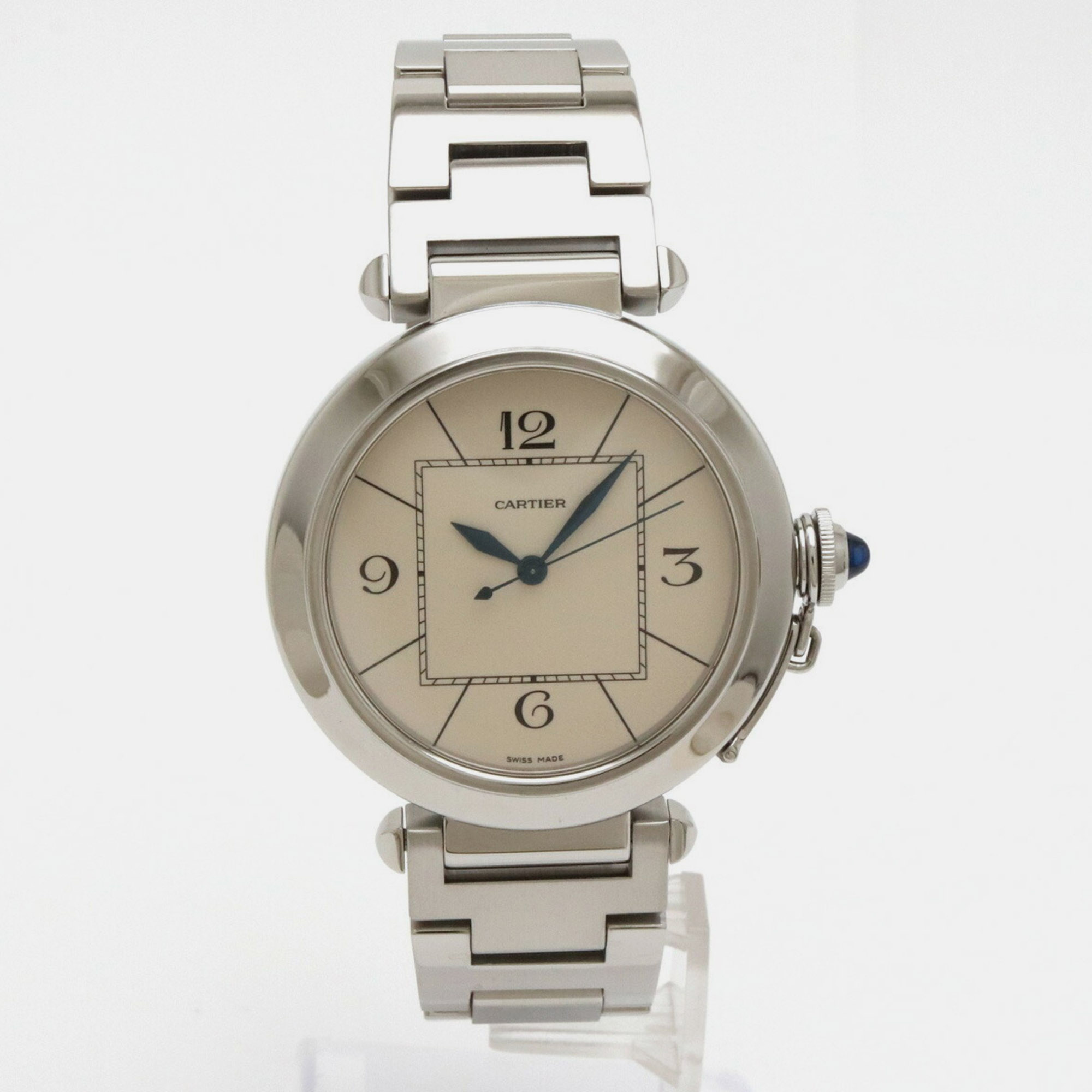 Cartier Silver Stainless Steel Pasha De Cartier W31072M7 Automatic Men's Wristwatch 42 Mm