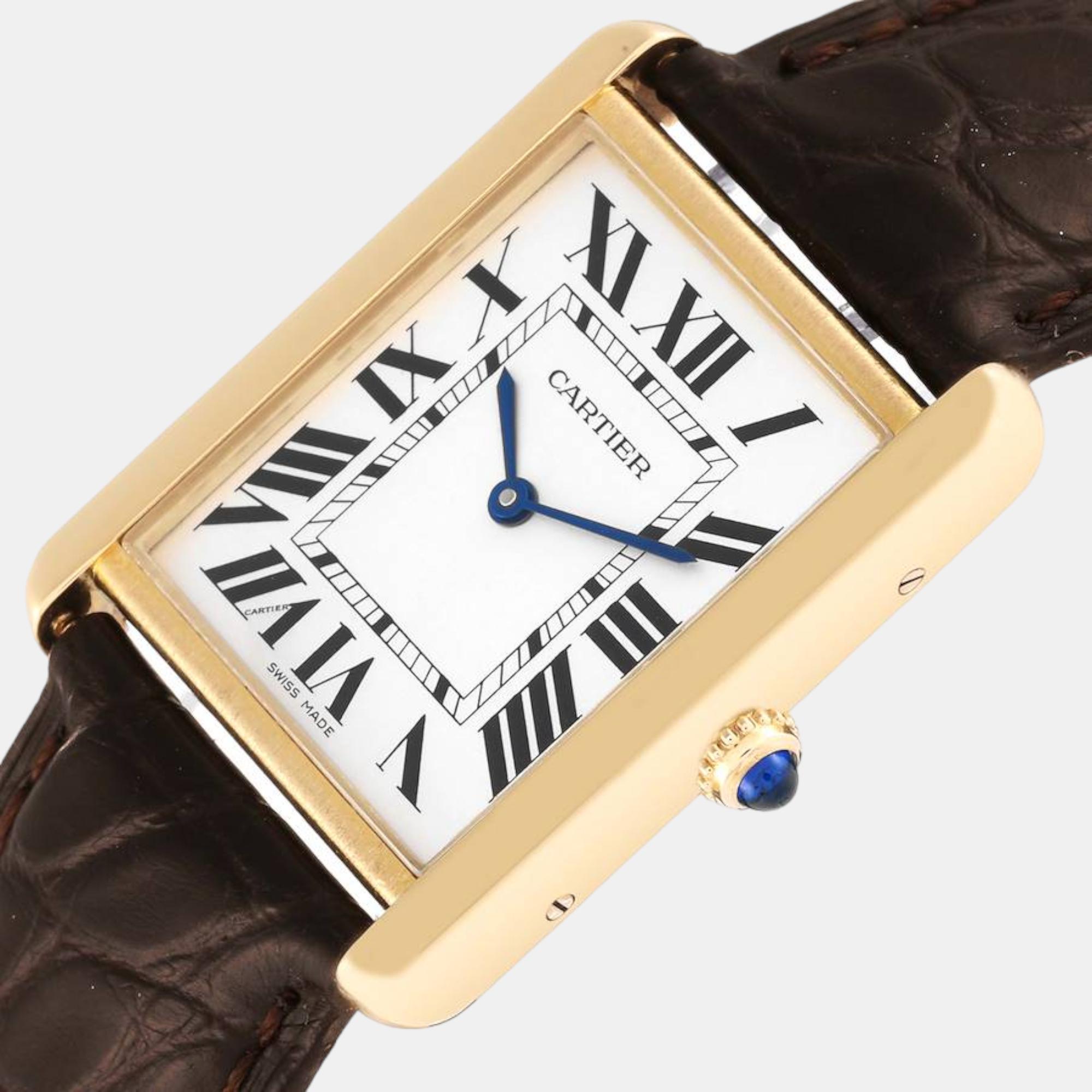 Cartier Tank Solo Yellow Gold Steel Brown Strap Men's Watch W1018855 34 x 27 mm, Silver
Cartier Tank Solo Yellow Gold Steel Brown Strap Men's Watch W1018855 34 x 27 mm, Silver