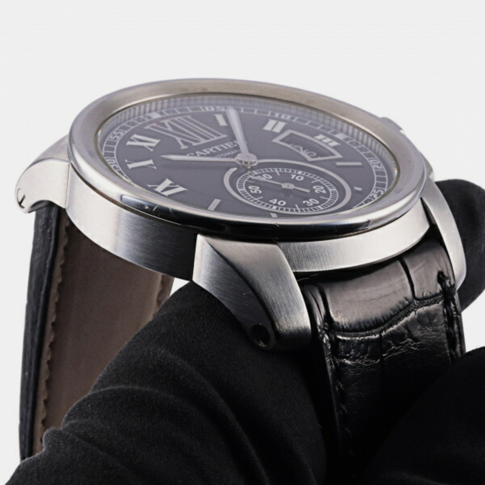 Cartier Black Stainless Steel Calibre De Cartier W7100014 Automatic Men's Wristwatch 42 Mm