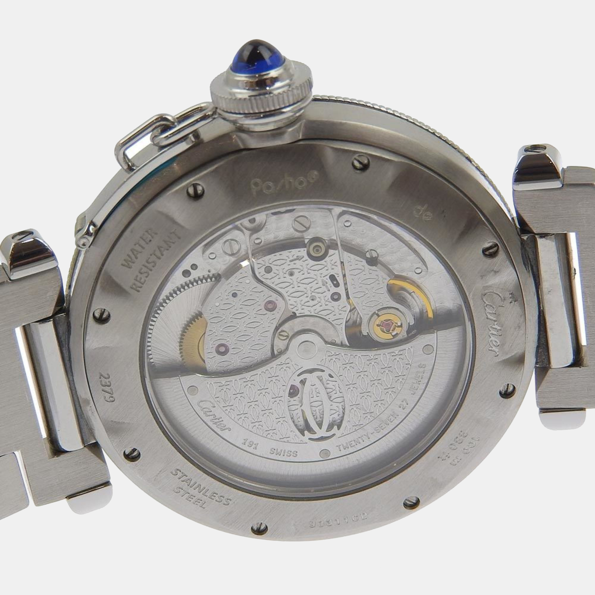 Cartier Silver Stainless Steel Pasha De Cartier W31040H3 Automatic Men's Wristwatch 38 Mm