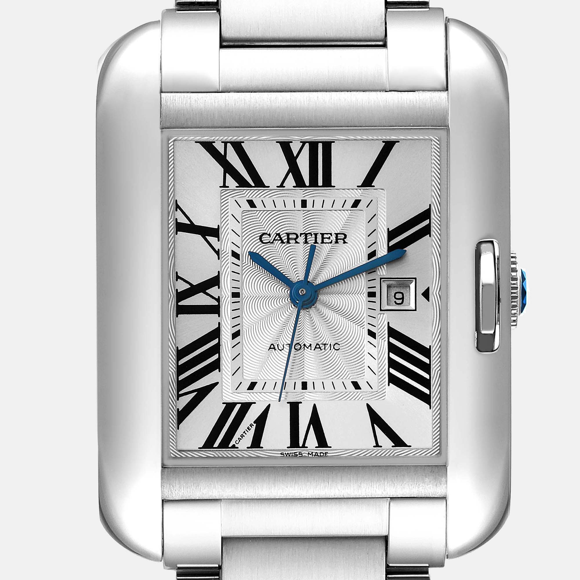 Cartier Tank Anglaise Large Steel Automatic Mens Watch W5310009 39.2 Mm X 29.8 Mm
