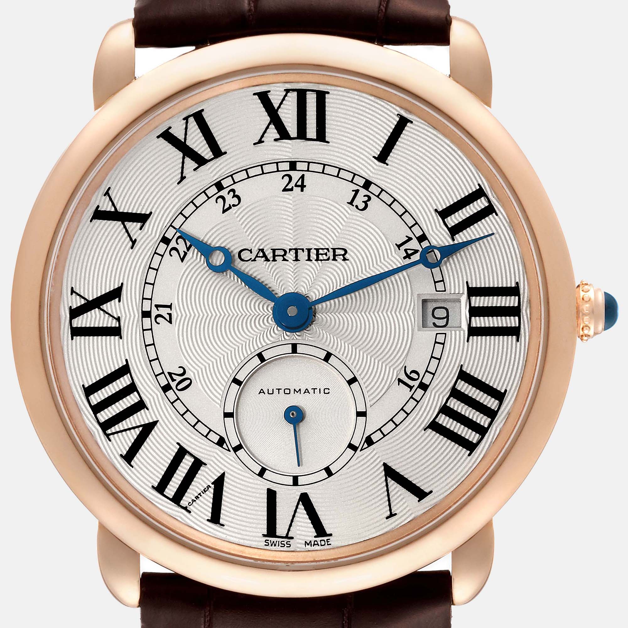 Cartier Ronde Louis Rose Gold Silver Dial Automatic Mens Watch W6801005 40 Mm