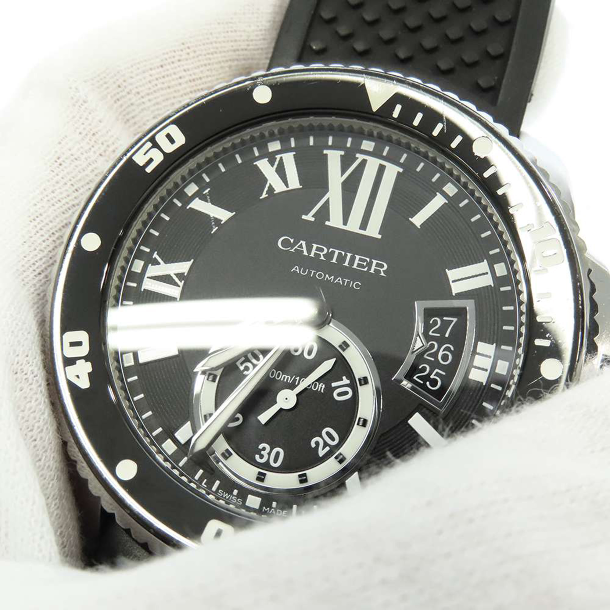 Cartier Black Stainless Steel Caliber De Cartier W7100056 Automatic Men's Wristwatch 42 Mm