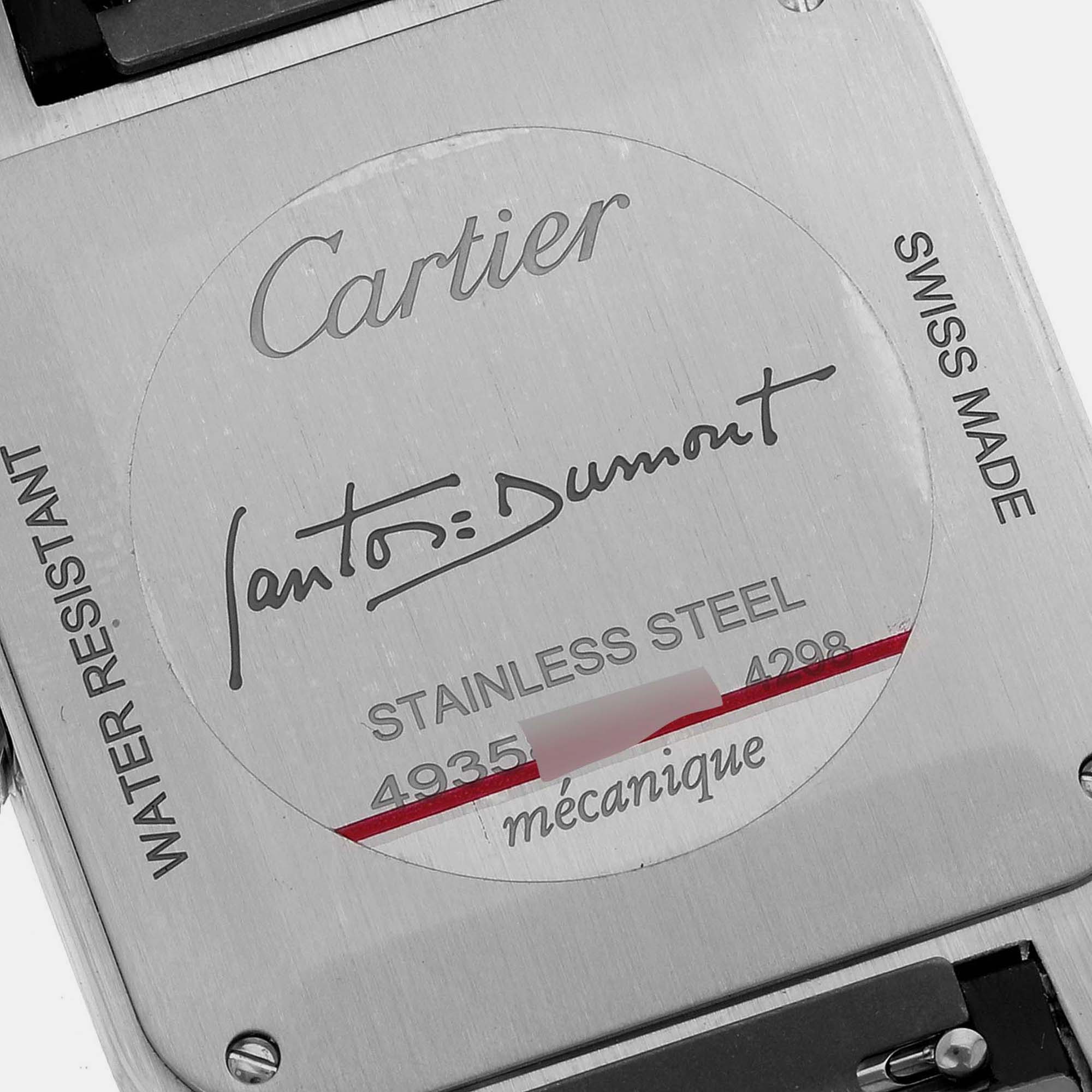 Cartier Santos Dumont Large Black Strap Steel Men's Watch WSSA0046 43.5 X 31.4 Mm