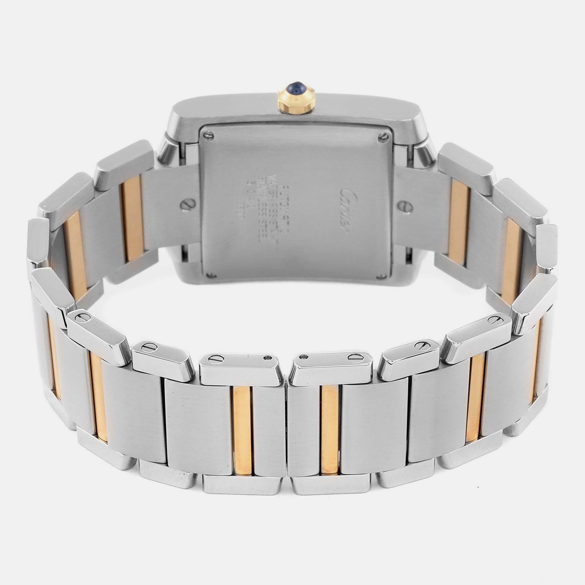Cartier Tank Francaise Steel Yellow Gold Silver Dial Mens Watch W51005Q4 28.0 Mm X 32.0 Mm