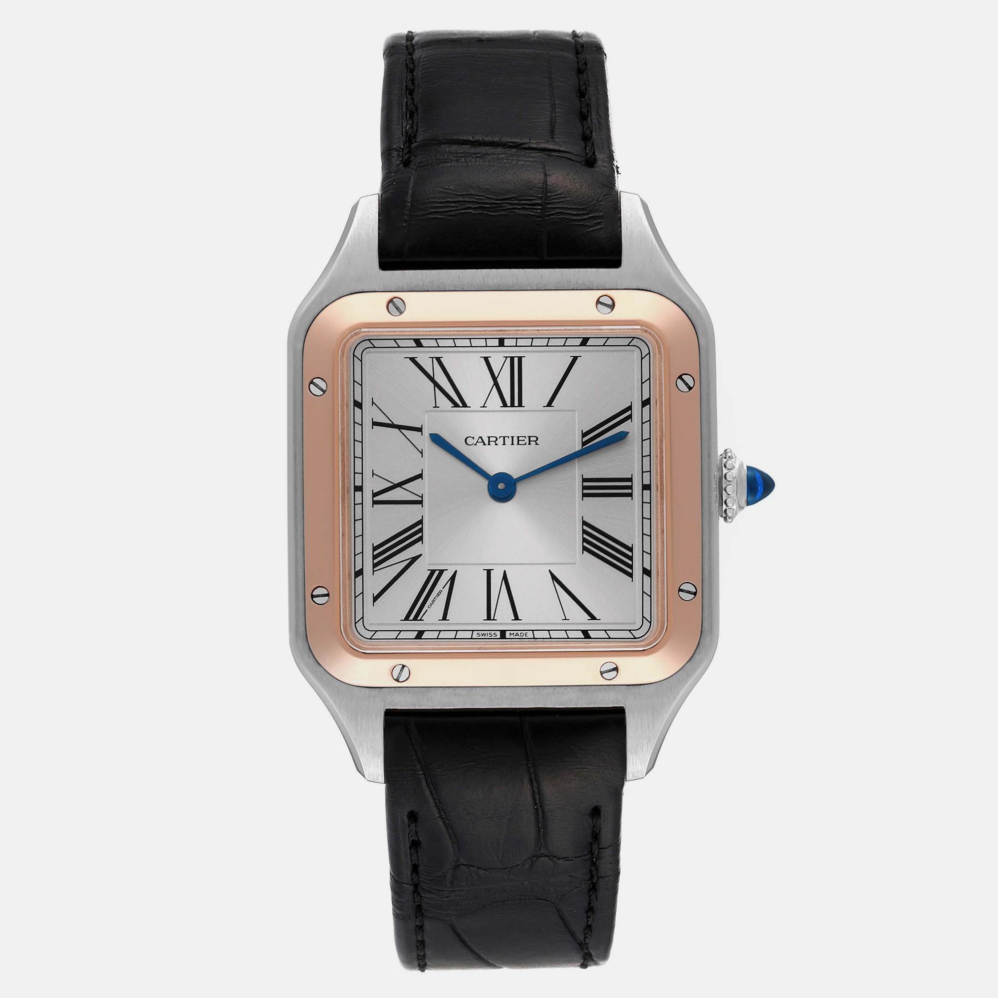 Cartier santos dumont large steel rose gold mens watch w2sa0011 43.5 mm x 31.4 mm