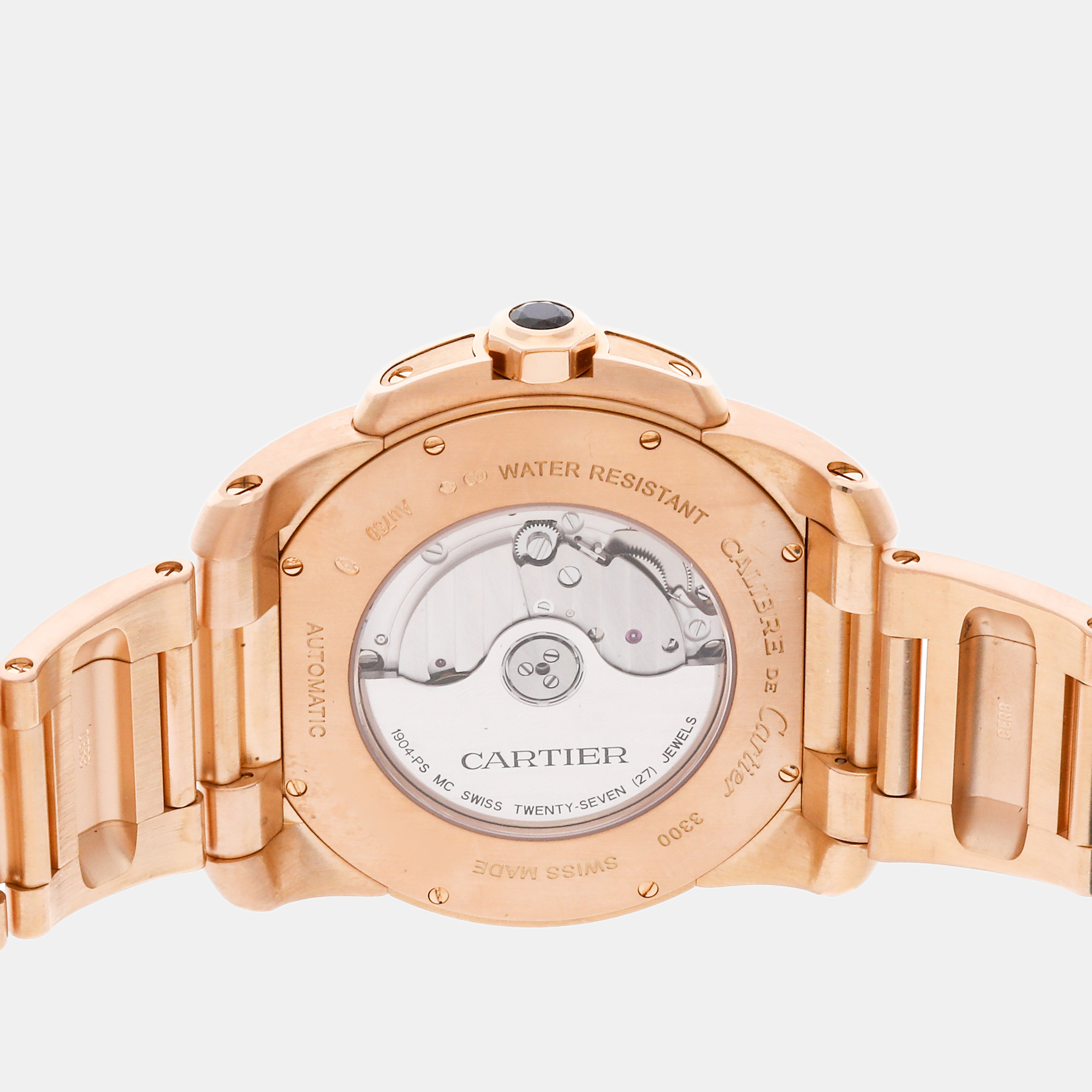 Cartier Silver 18k Rose Gold Calibre De Cartier W7100018 Automatic Men's Wristwatch 42 Mm