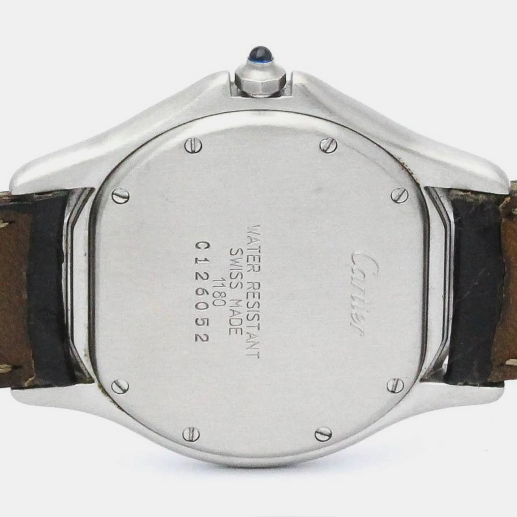 Cartier Silver Stainless Steel Panthere Cougar Quartz Men's Wristwatch 33 Mm
