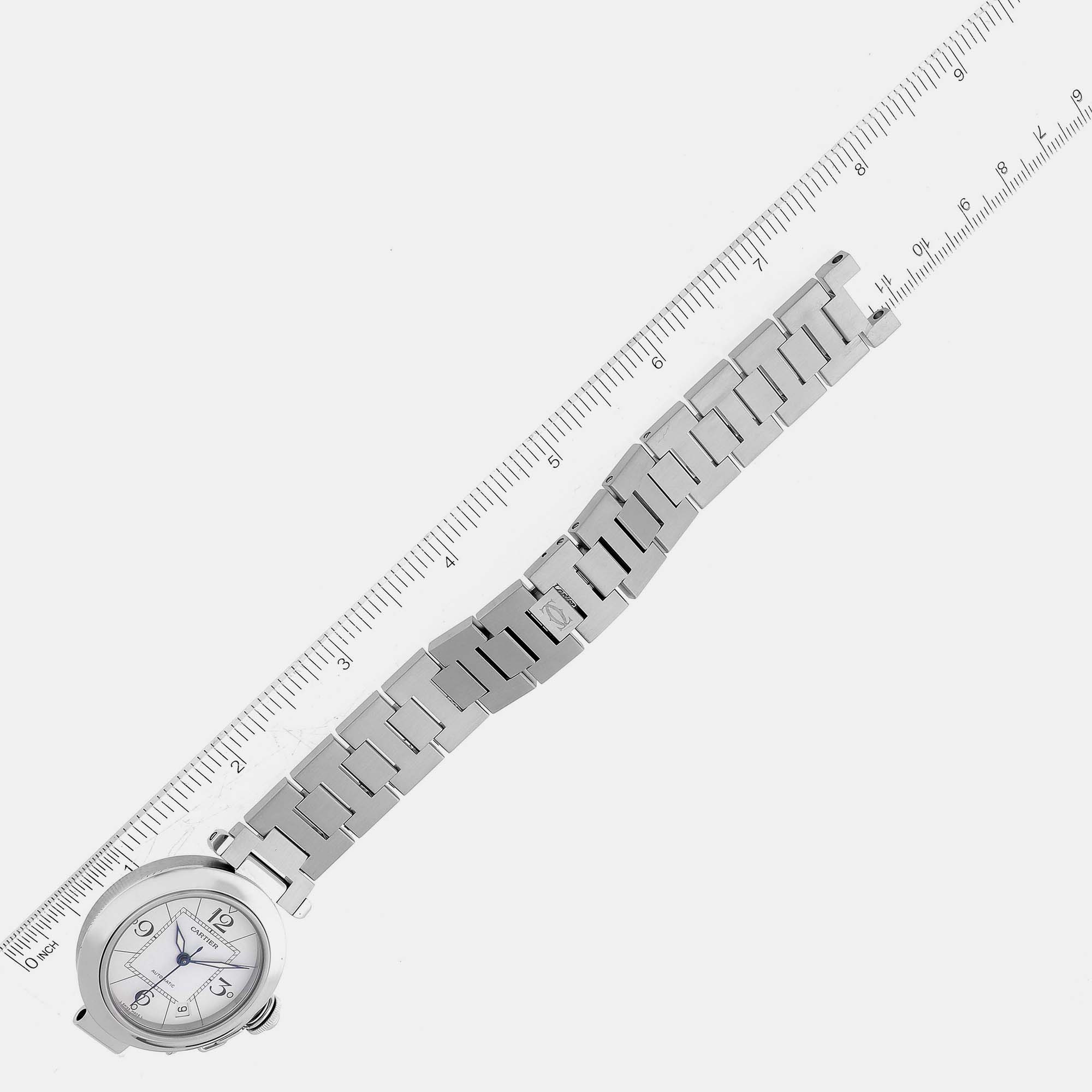 Cartier Pasha C Midsize White Dial Automatic Steel Mens Watch W31074M7 35 Mm