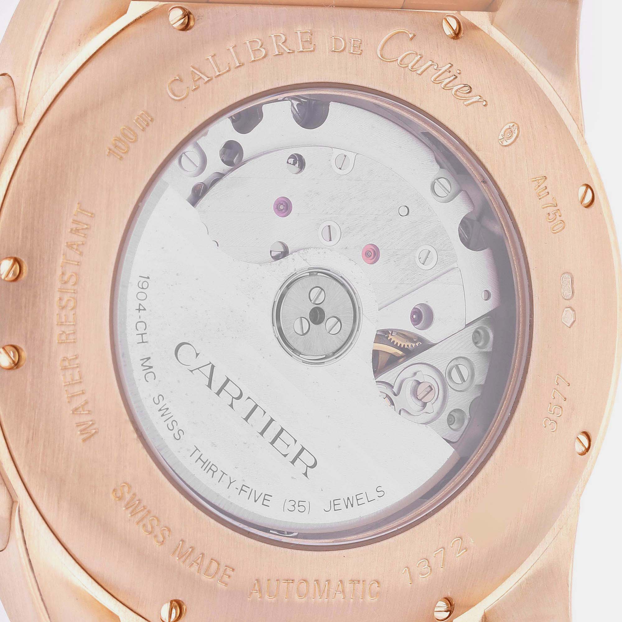 Cartier Calibre Silver Dial Rose Gold Chronograph Mens Watch W7100047 42 Mm