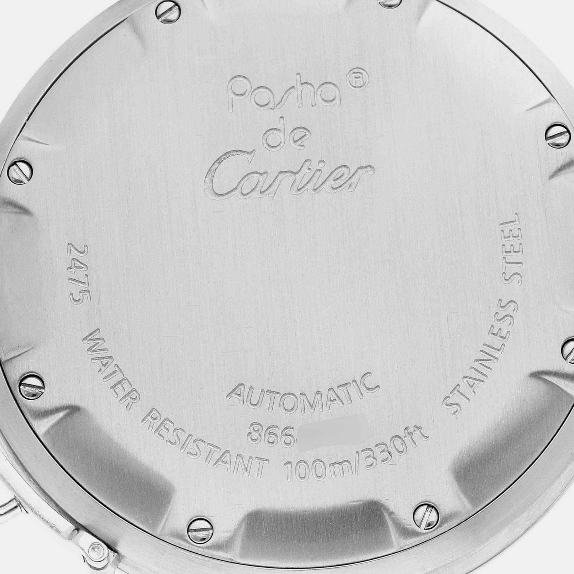 Cartier Pasha C Midsize Big Date White Dial Steel Mens Watch W31044M7 35 Mm