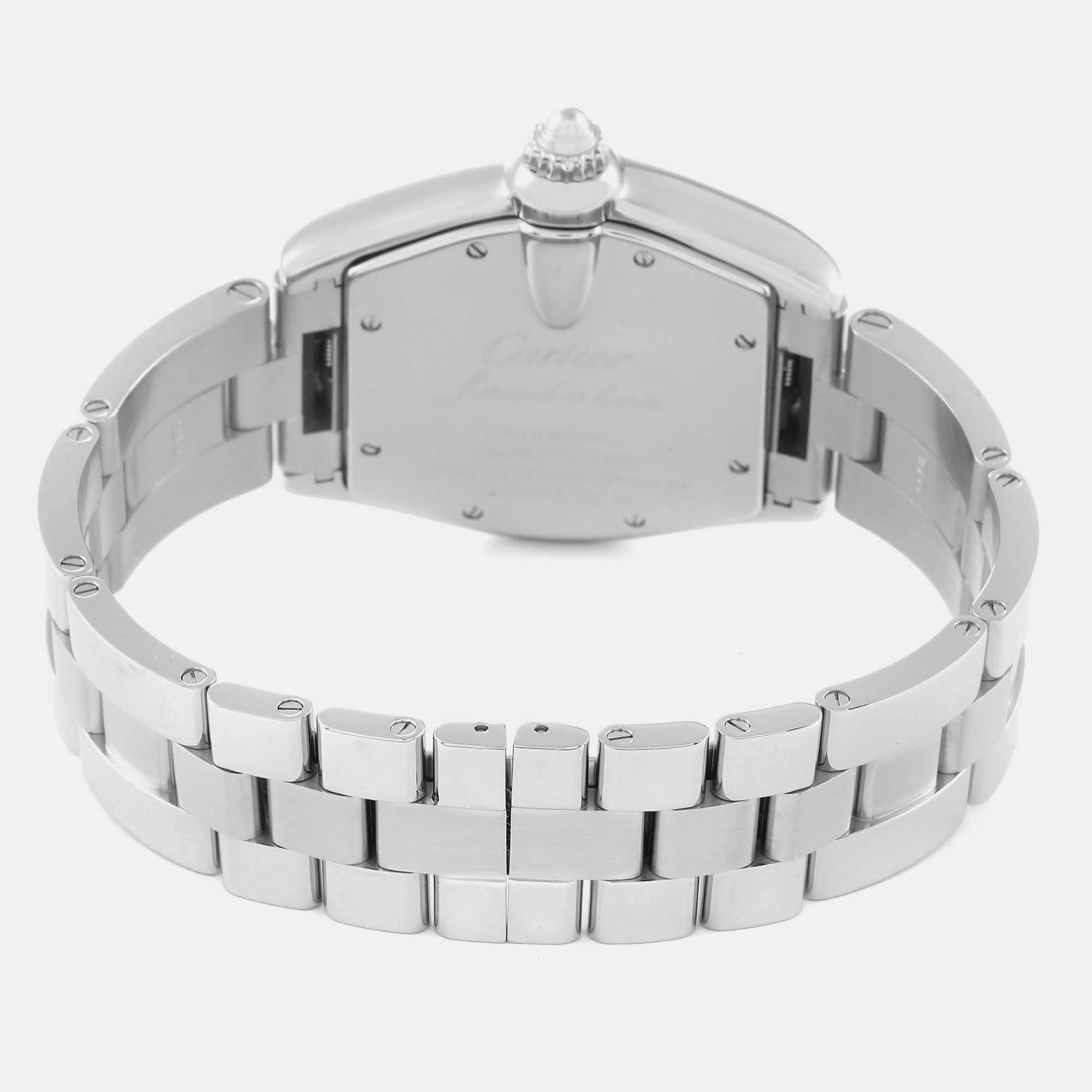Cartier Roadster Large Silver Dial Steel Mens Watch W62025V3 38 Mm X 43 Mm
