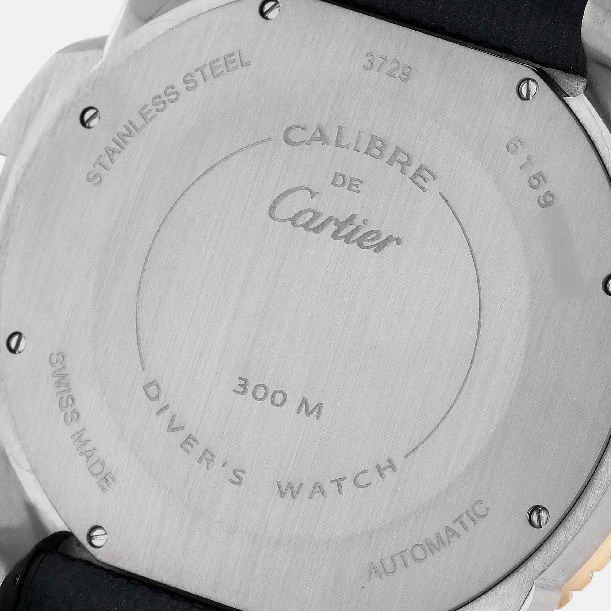 Cartier Calibre Diver Steel Rose Gold Blue Dial Mens Watch W2CA0008 42 Mm
