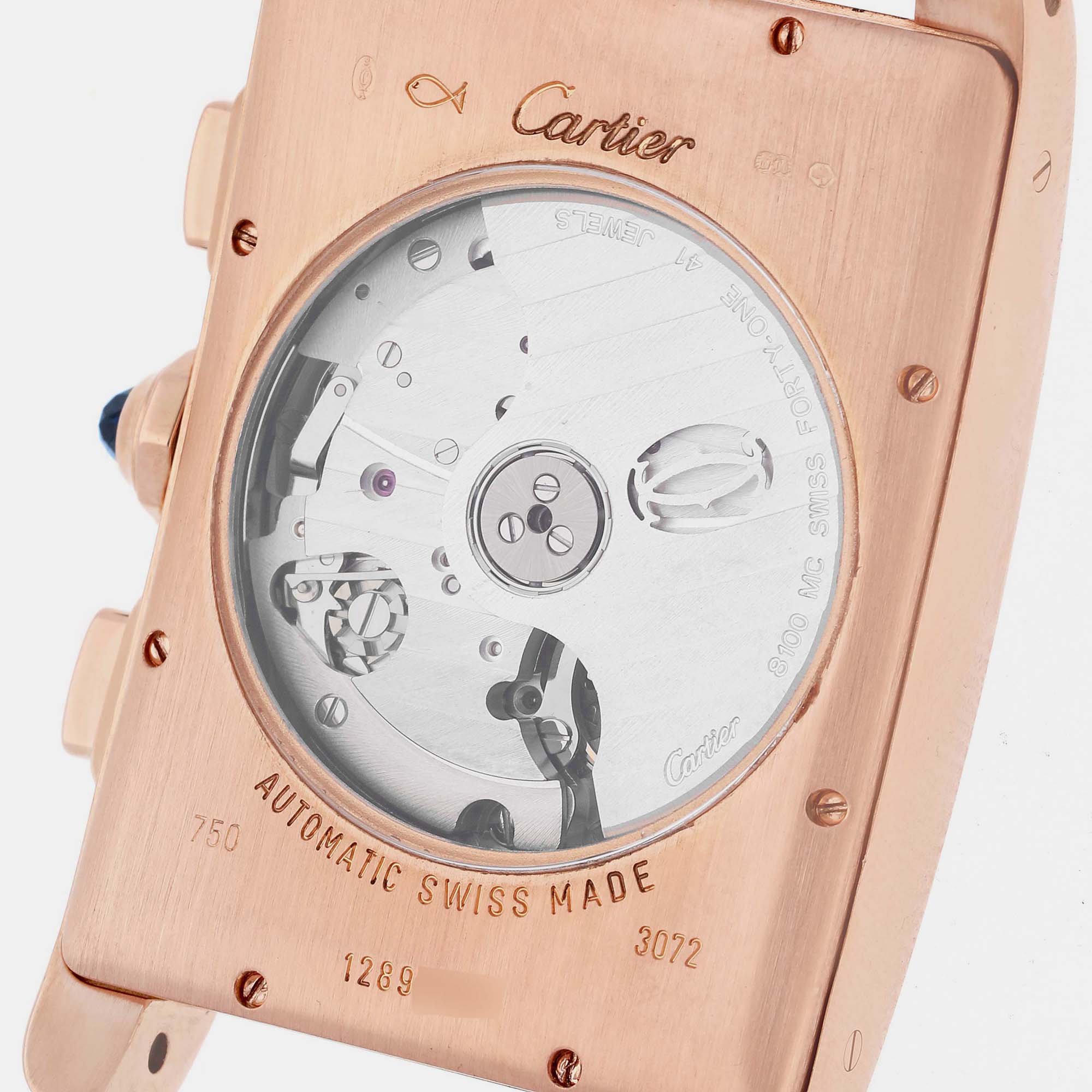 Cartier Tank Americaine XL Chronograph Rose Gold Men's Watch W2610751 52 X 31.1 Mm