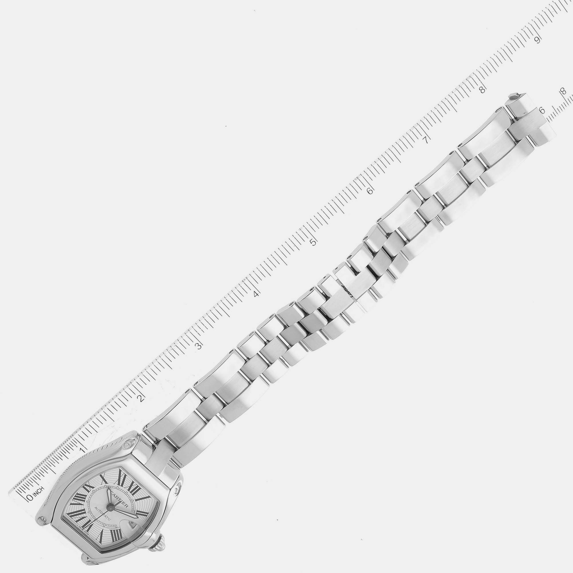 Cartier Roadster Large Silver Dial Steel Men's Watch W62025V3 38 X 43 Mm